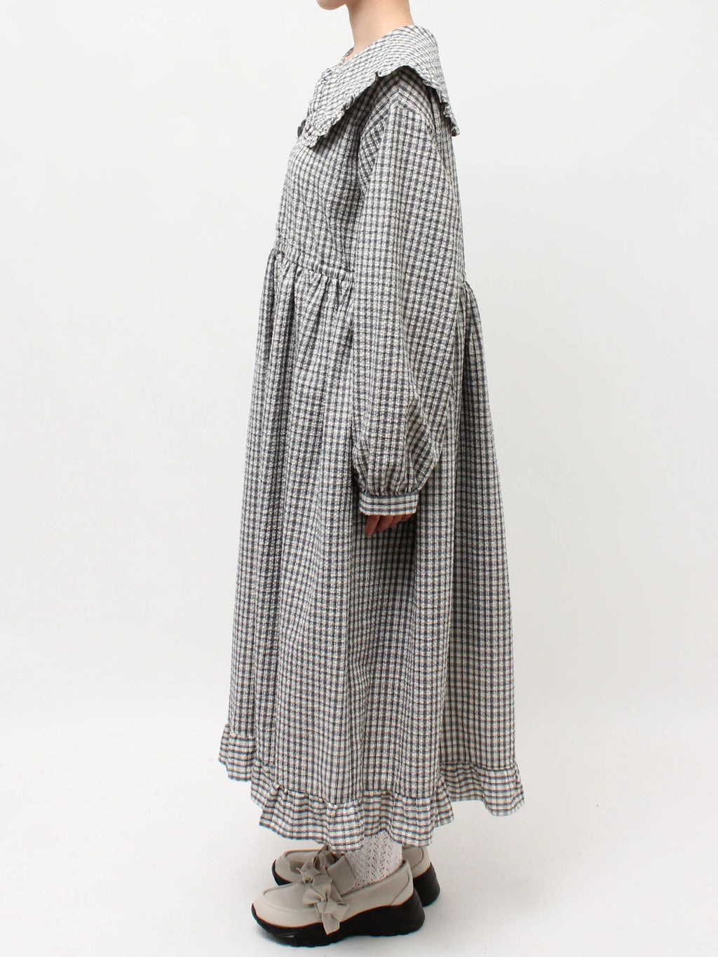 merry jenny｜Check Frill Collar Dress