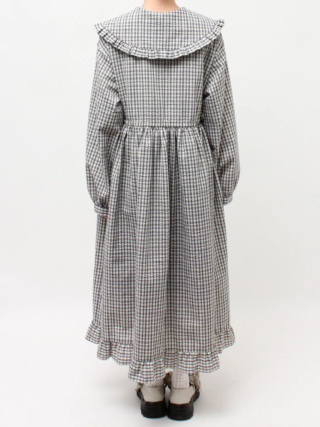 merry jenny｜Check Frill Collar Dress