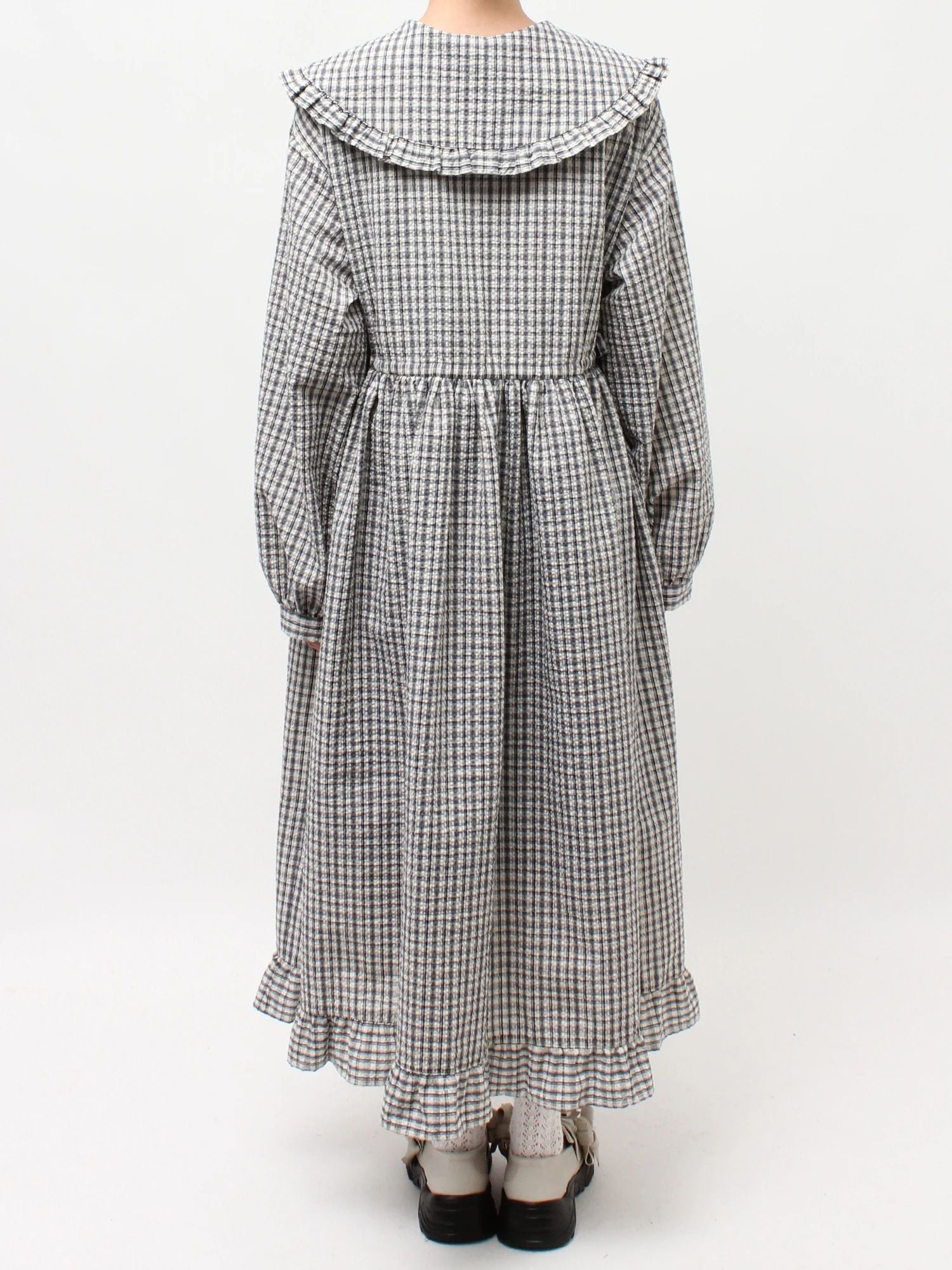 merry jenny｜Check Frill Collar Dress