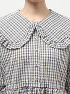 merry jenny｜Check Frill Collar Dress