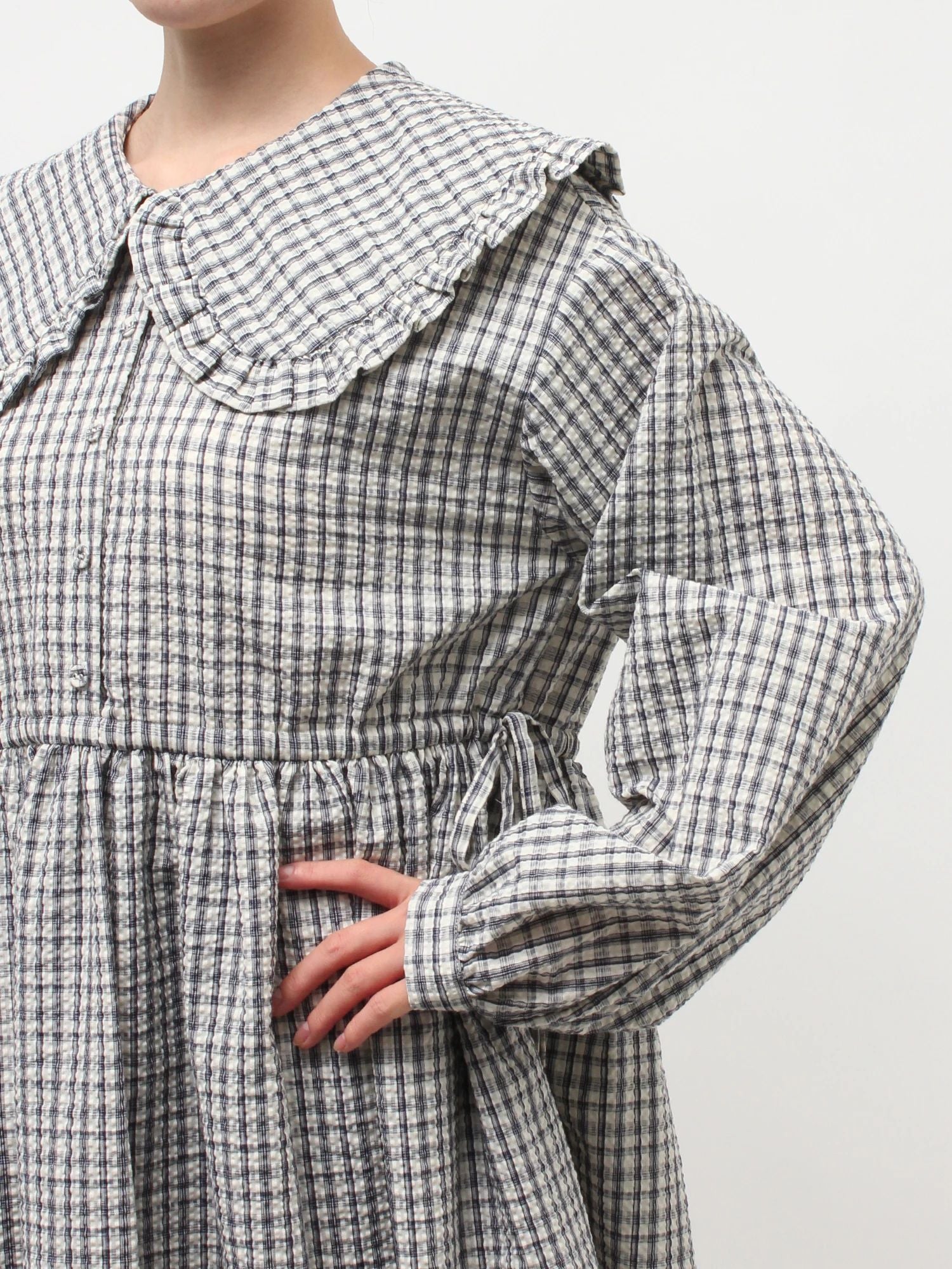merry jenny｜Check Frill Collar Dress