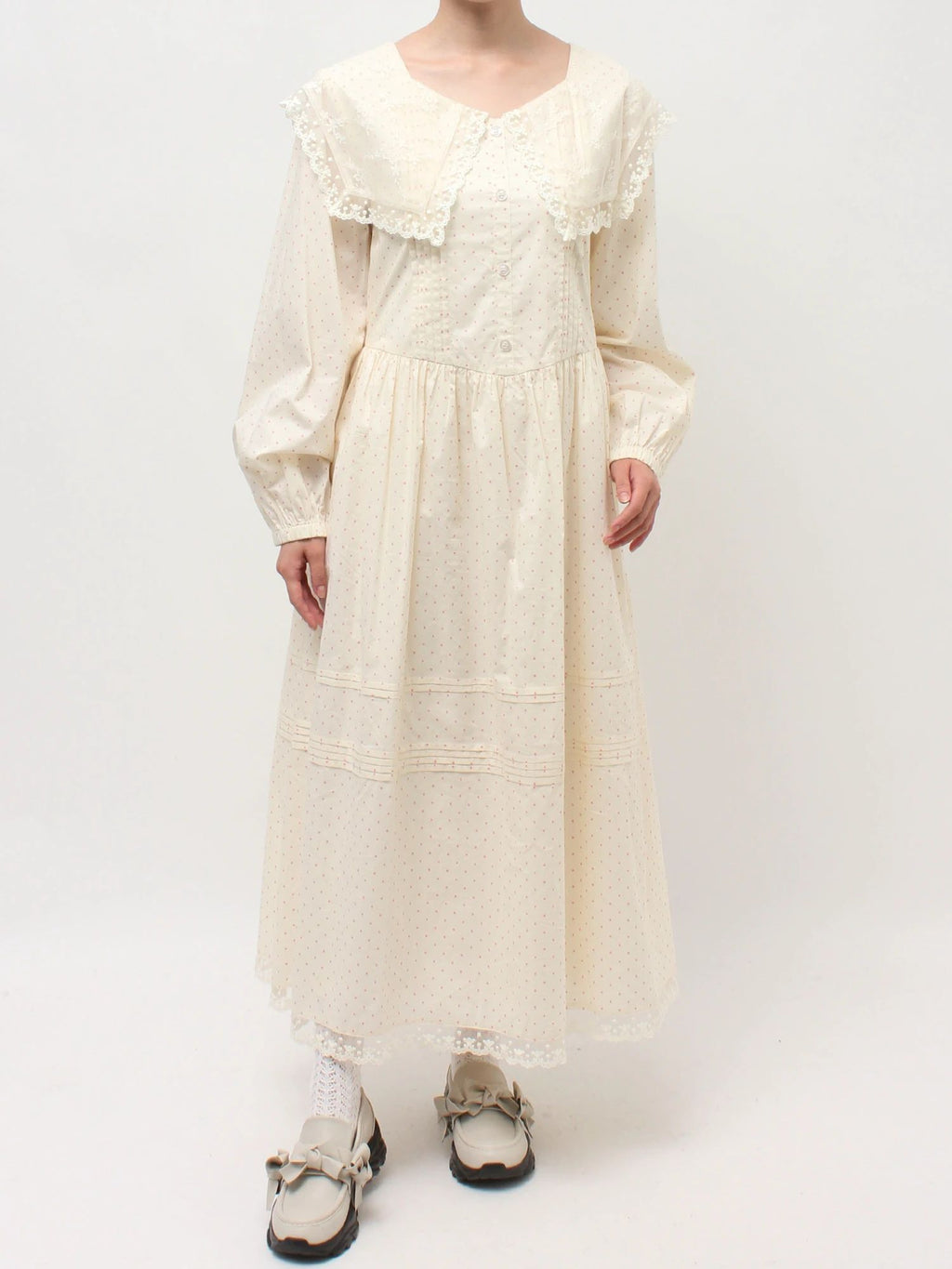 merry jenny｜Airy Lace Collar Dress