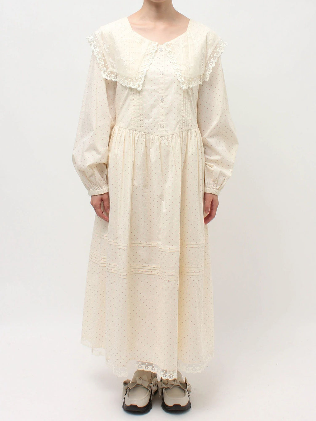 merry jenny｜Airy Lace Collar Dress