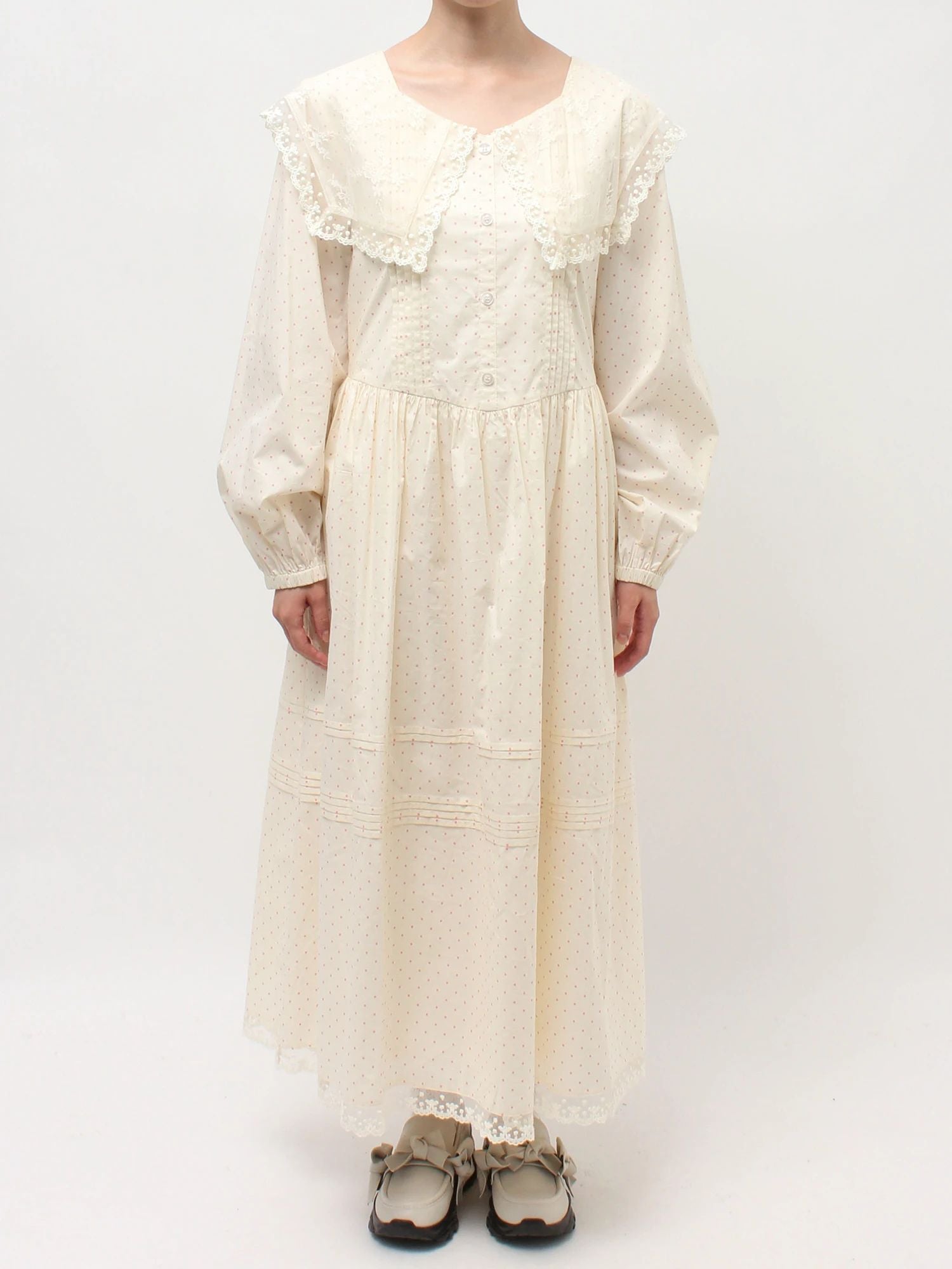 merry jenny｜Airy Lace Collar Dress
