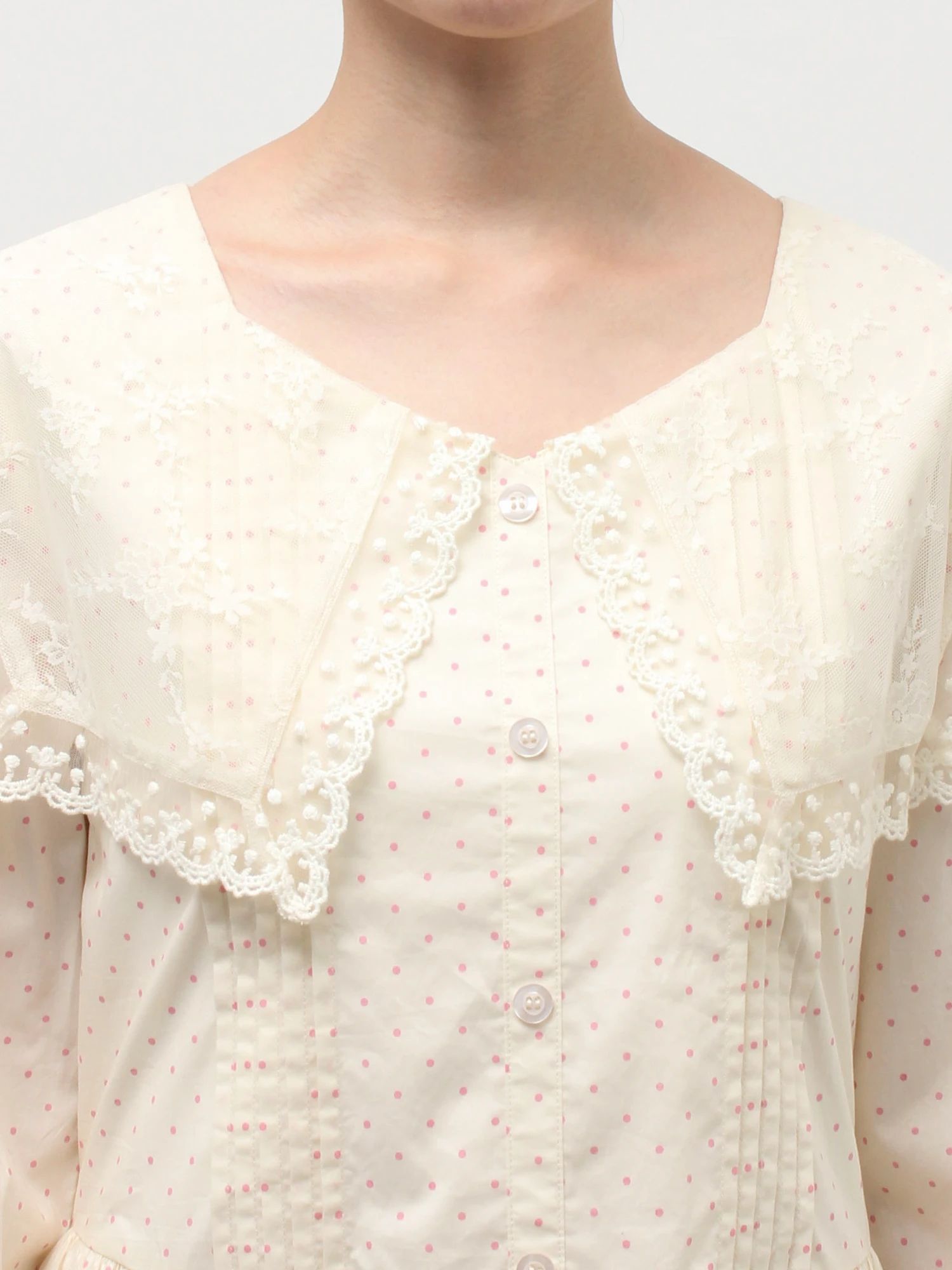 merry jenny｜Airy Lace Collar Dress