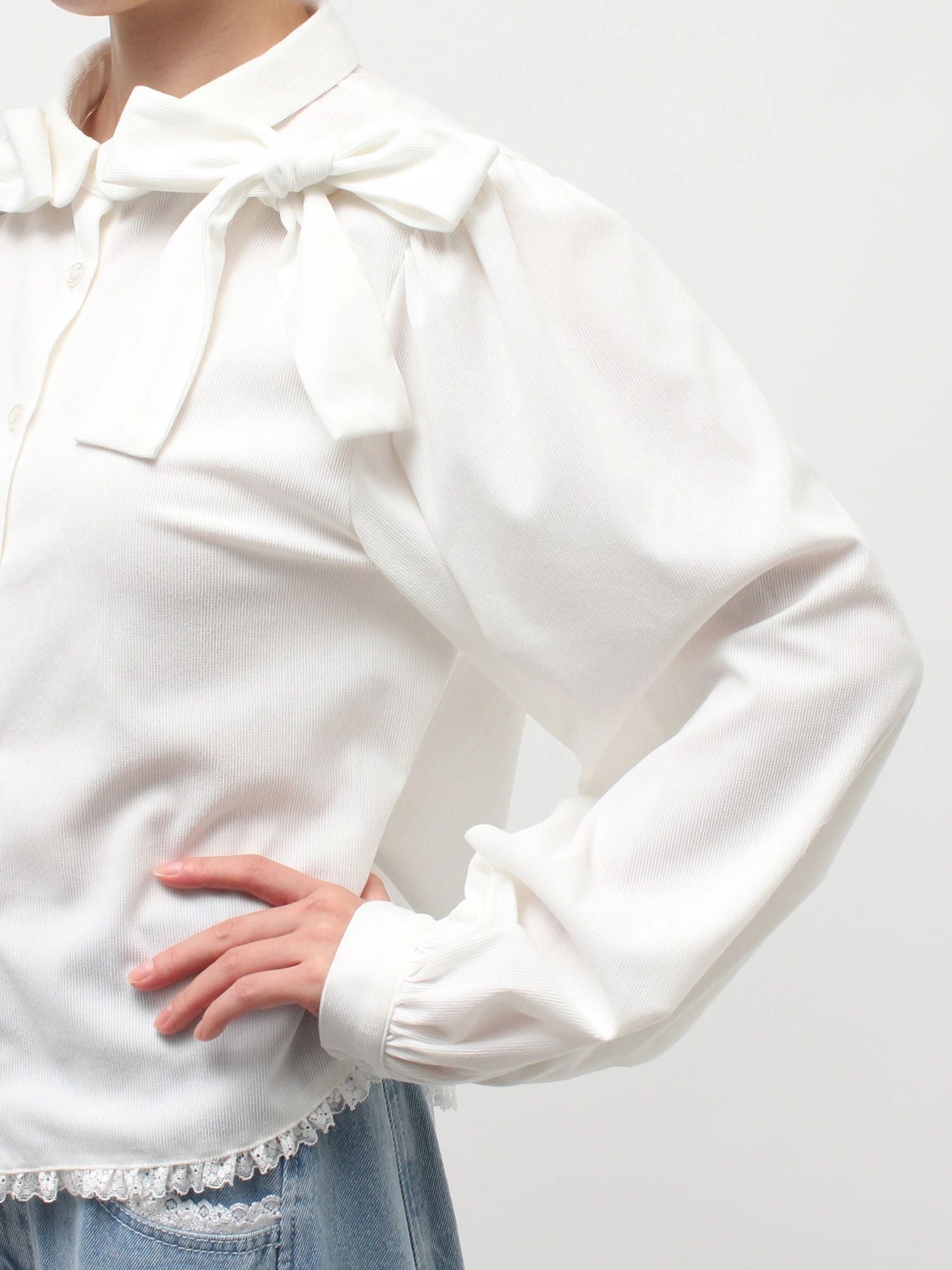 merry jenny｜Double Ribbon Blouse