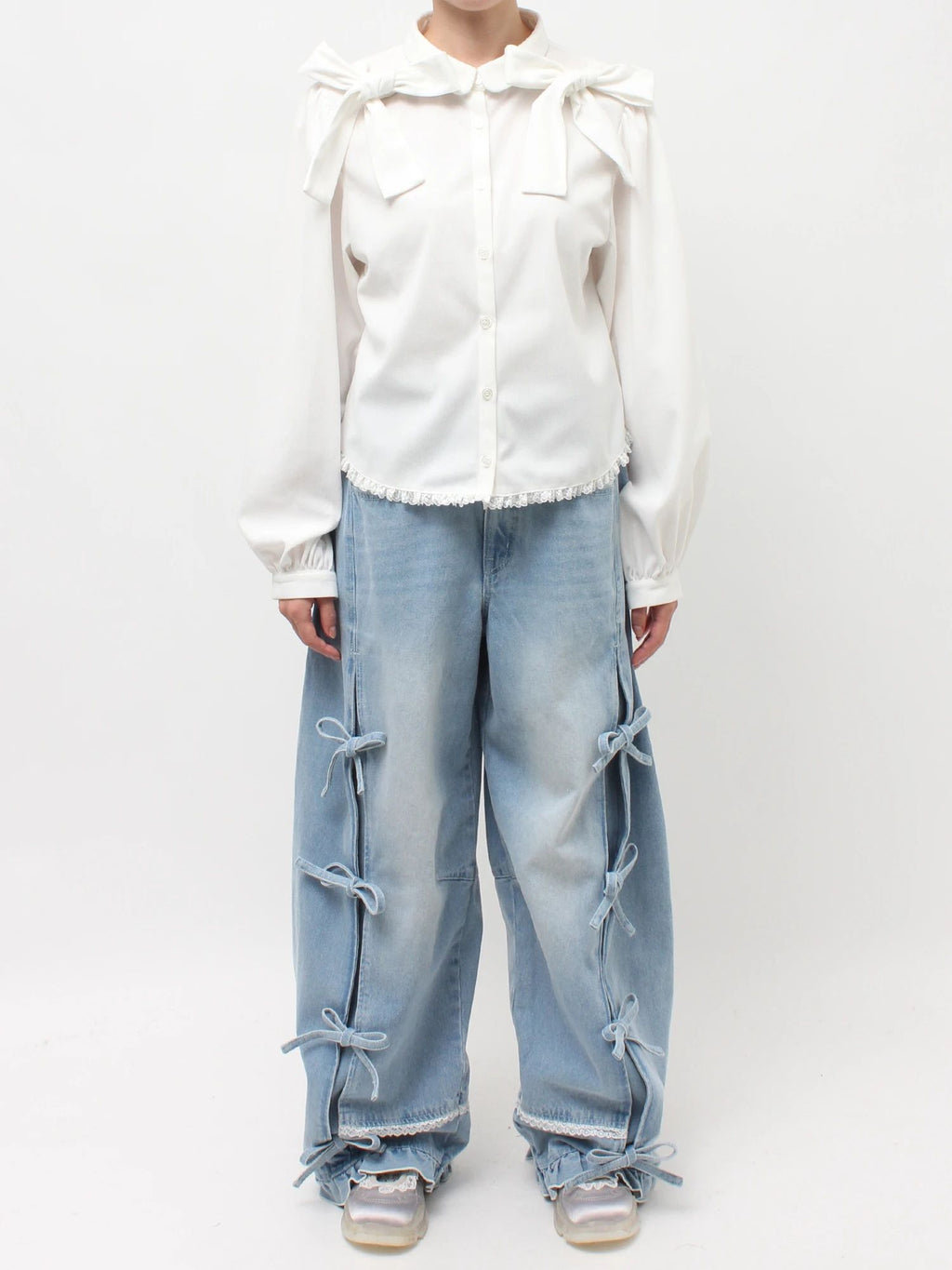 merry jenny｜Double Ribbon Blouse