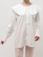 merry jenny｜Dot Lace Frill Collar Blouse