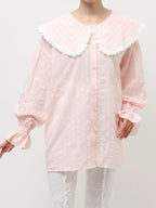 merry jenny｜Dot Lace Frill Collar Blouse