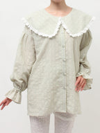 merry jenny｜Dot Lace Frill Collar Blouse