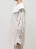 merry jenny｜Dot Lace Frill Collar Blouse