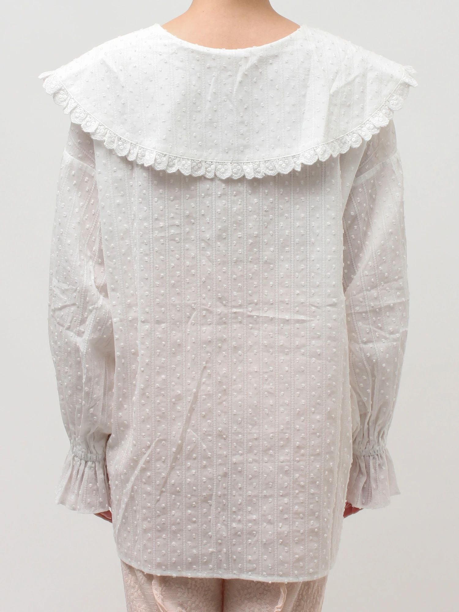 merry jenny｜Dot Lace Frill Collar Blouse
