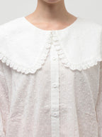 merry jenny｜Dot Lace Frill Collar Blouse