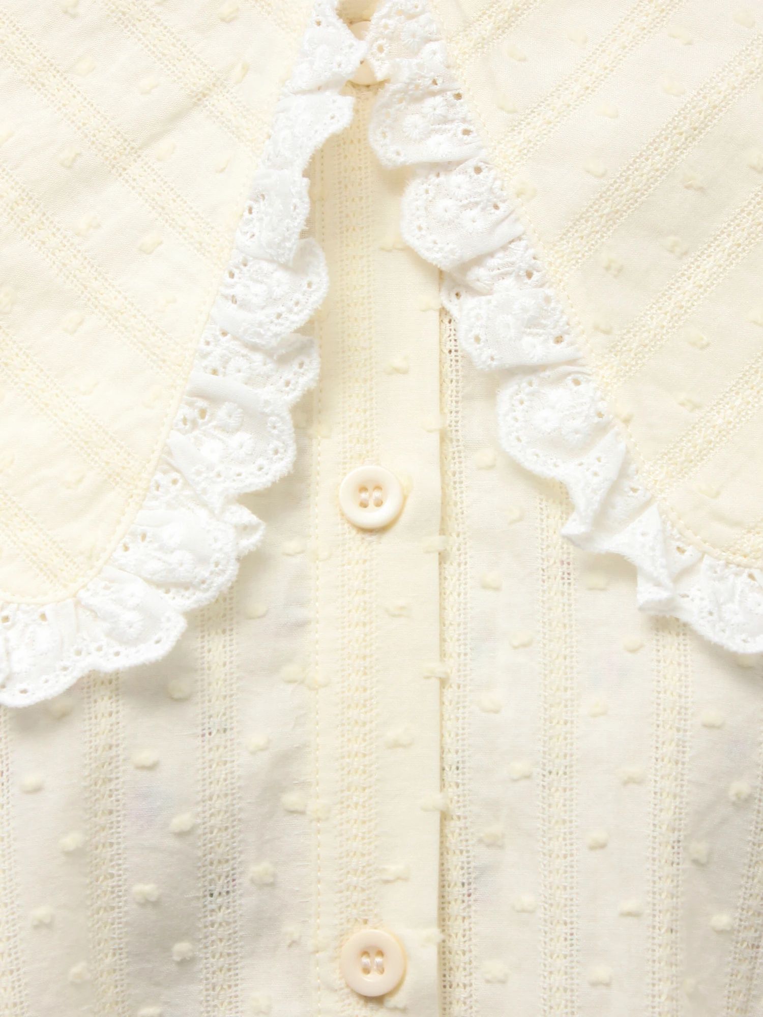merry jenny｜Dot Lace Frill Collar Blouse