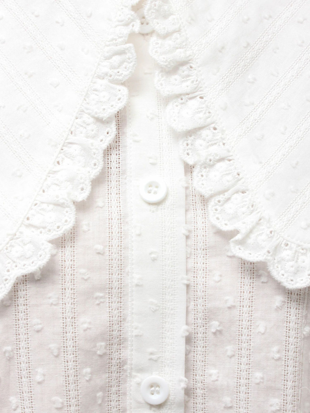 merry jenny｜Dot Lace Frill Collar Blouse