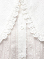 merry jenny｜Dot Lace Frill Collar Blouse