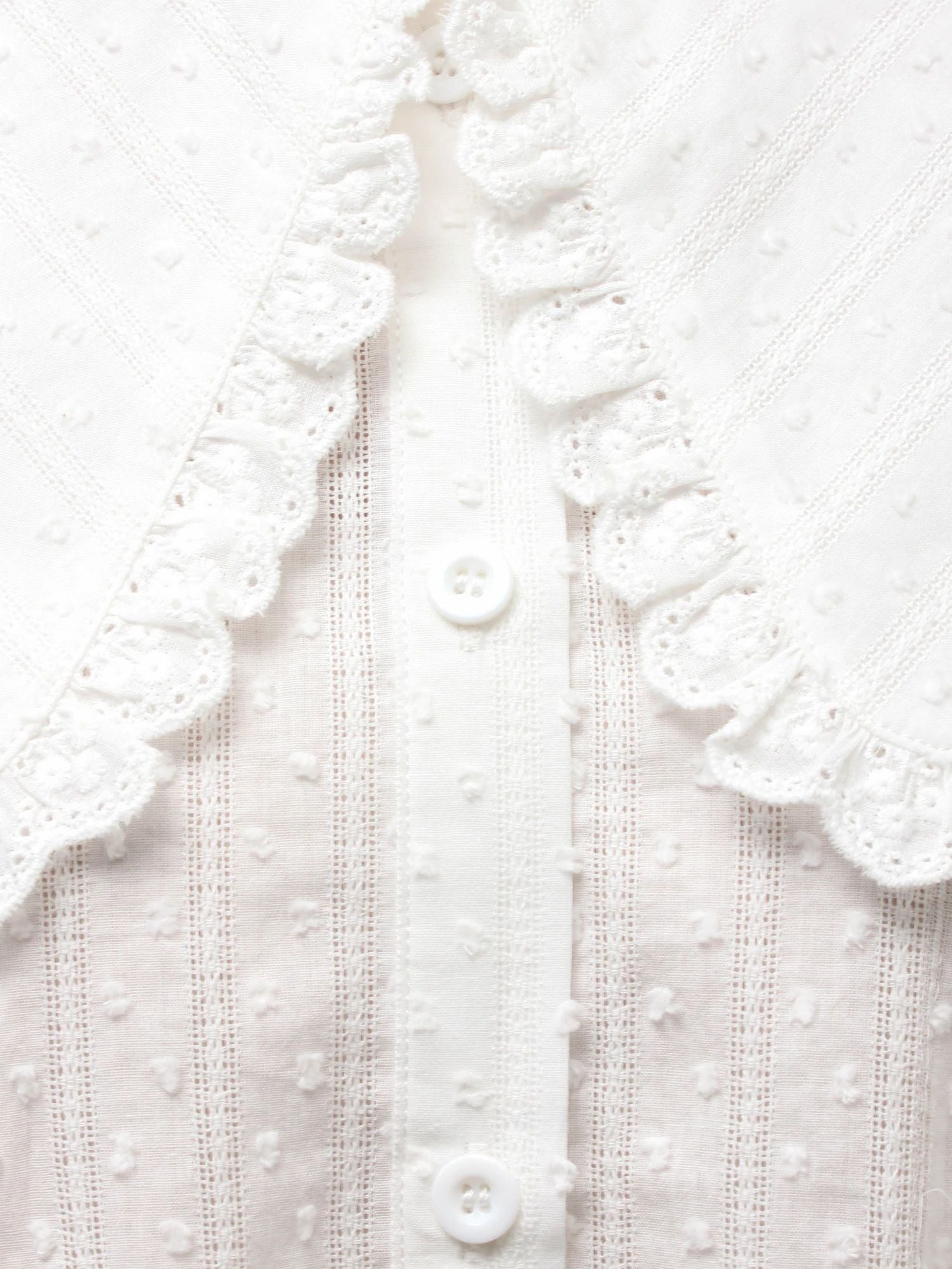 merry jenny｜Dot Lace Frill Collar Blouse