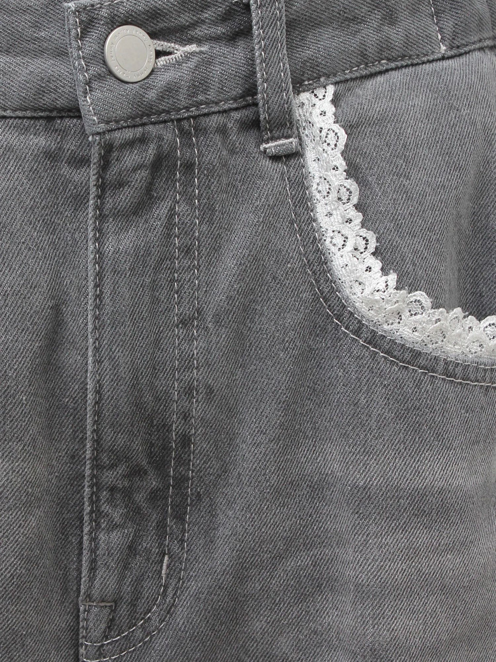 merry jenny｜Barrel Leg Ribbon Denim Pants