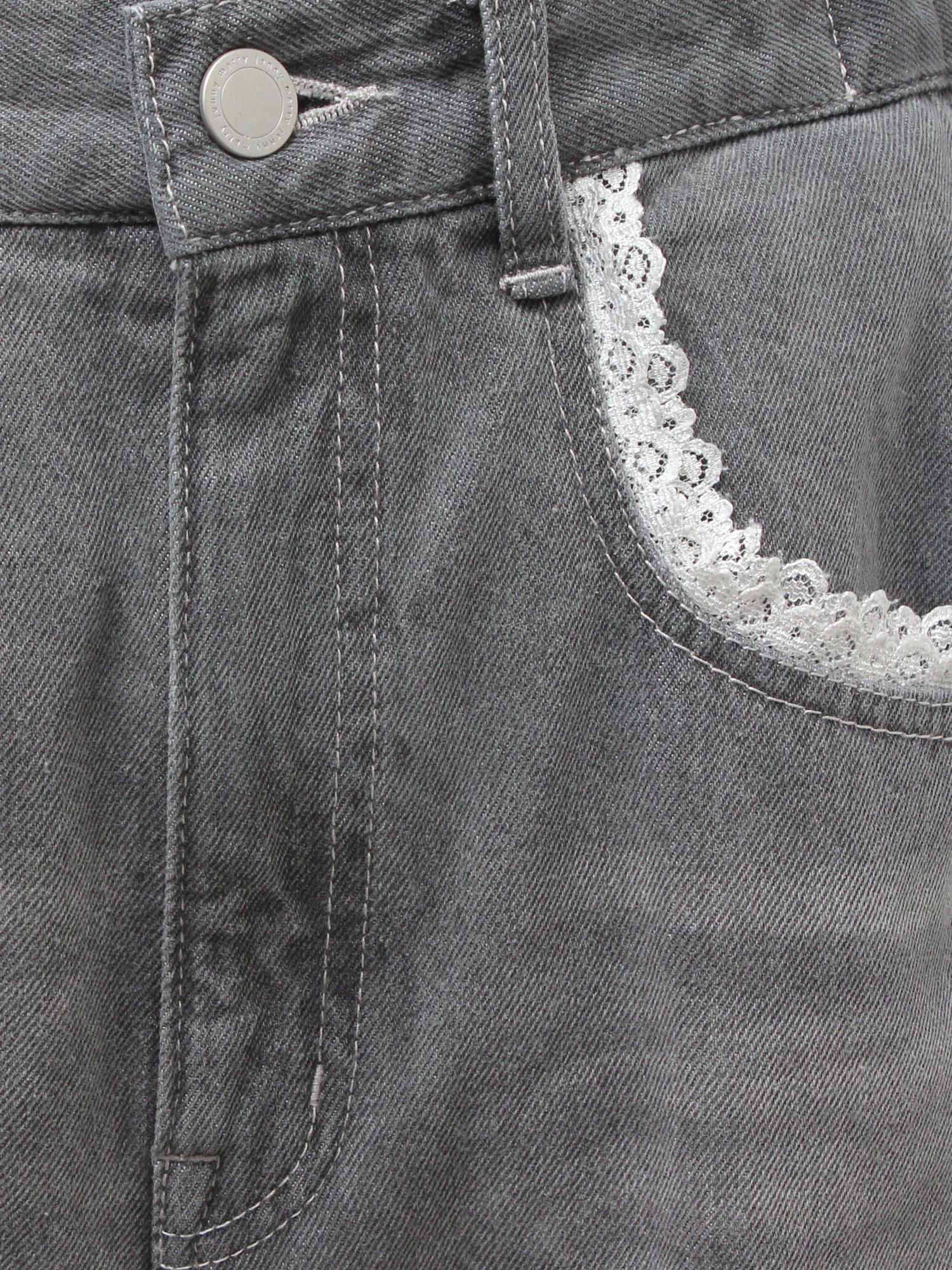 merry jenny｜Barrel Leg Ribbon Denim Pants