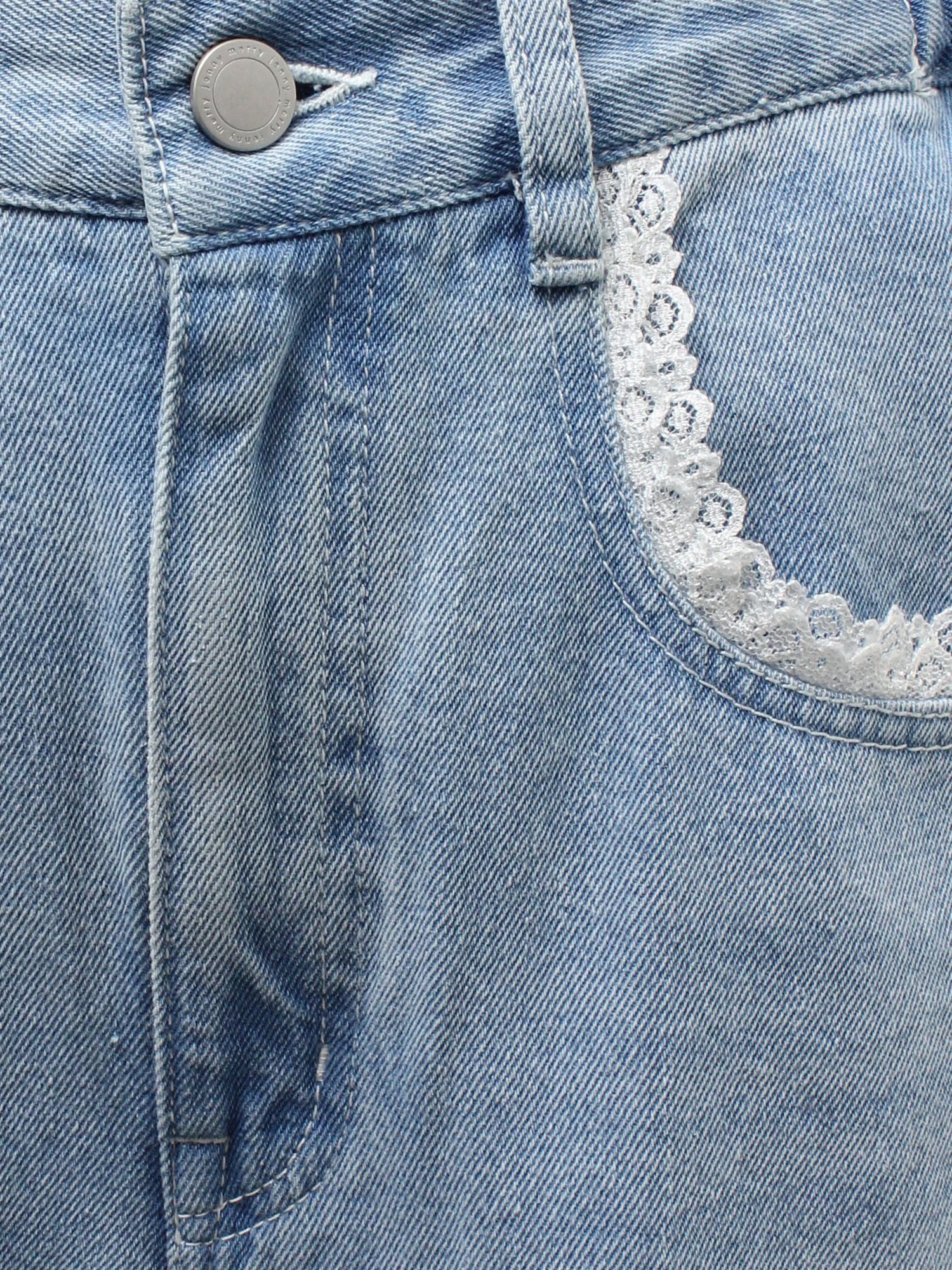 merry jenny｜Barrel Leg Ribbon Denim Pants