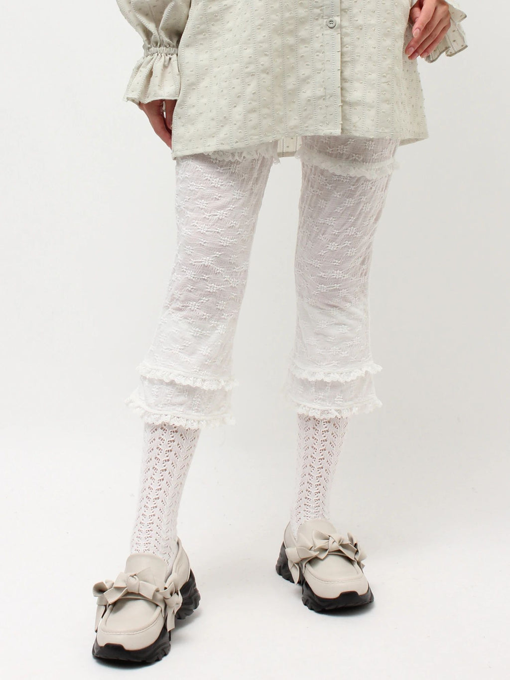 merry jenny｜Stretch Lace Capri Pants