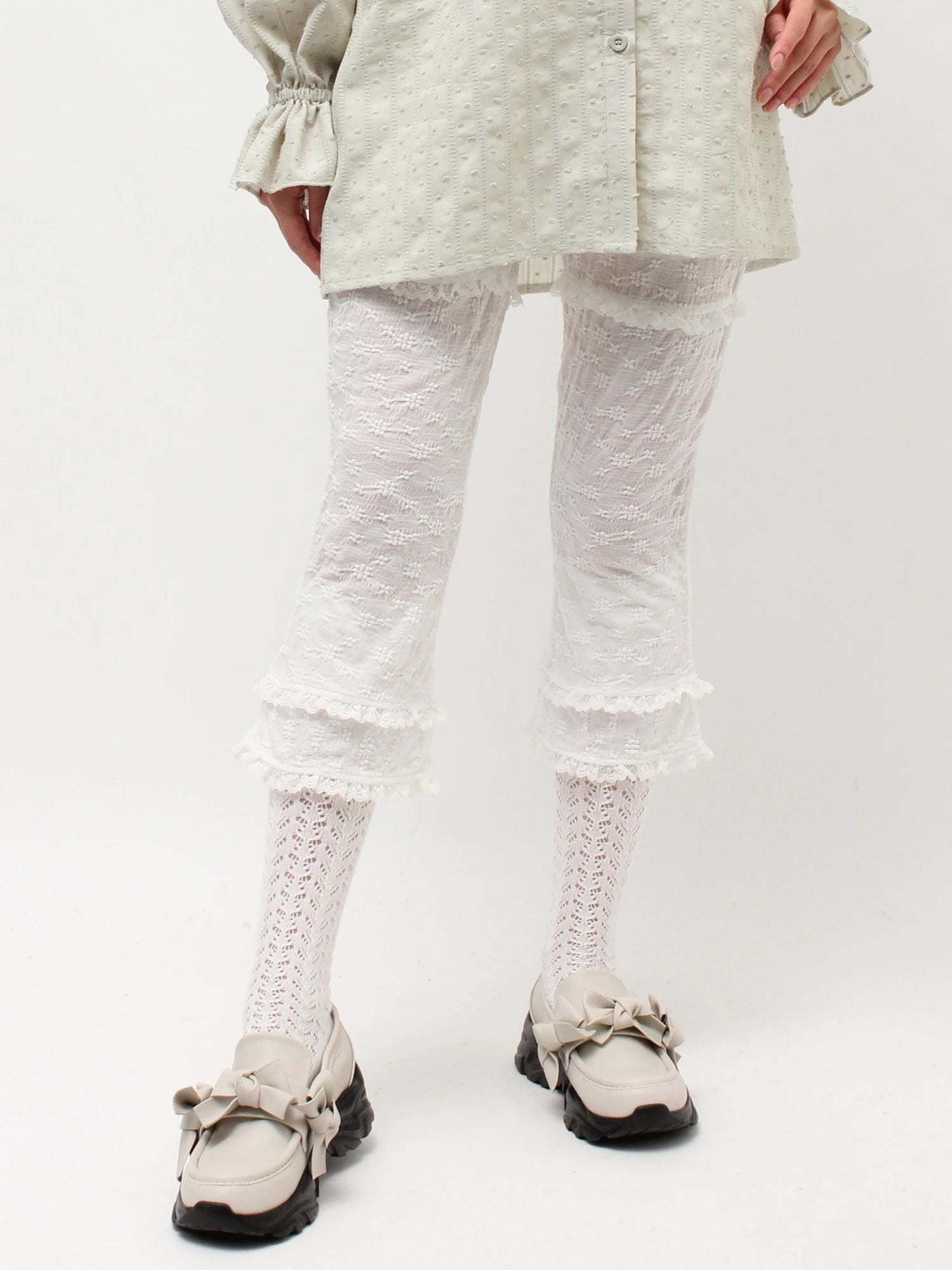 merry jenny｜Stretch Lace Capri Pants