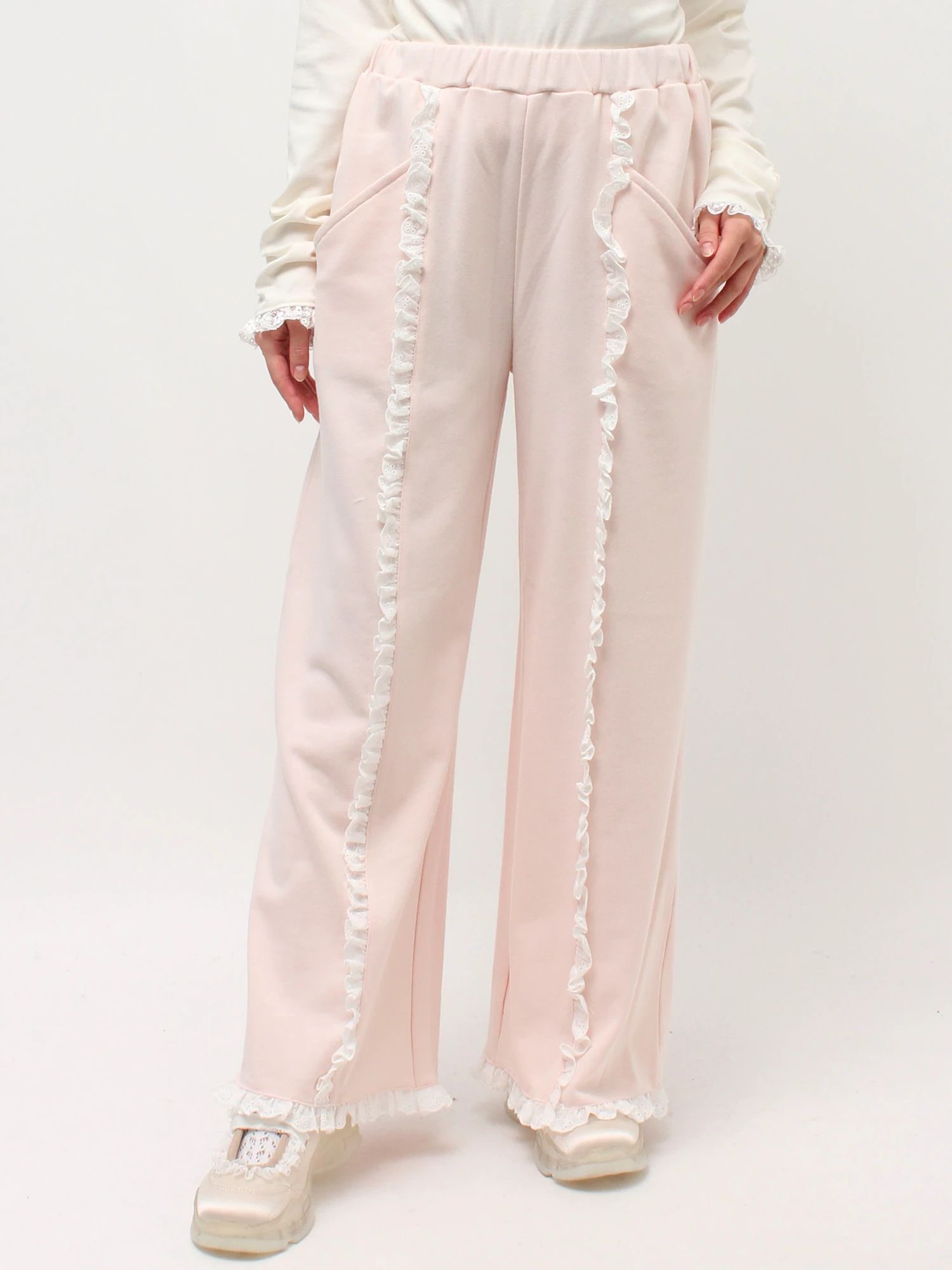 merry jenny｜Lace Frill Sweatpants
