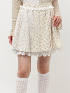 merry jenny｜Flower Assorted Pleated Mini Skirt