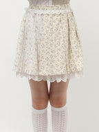 merry jenny｜Flower Assorted Pleated Mini Skirt