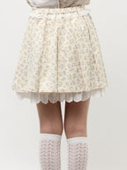 merry jenny｜Flower Assorted Pleated Mini Skirt
