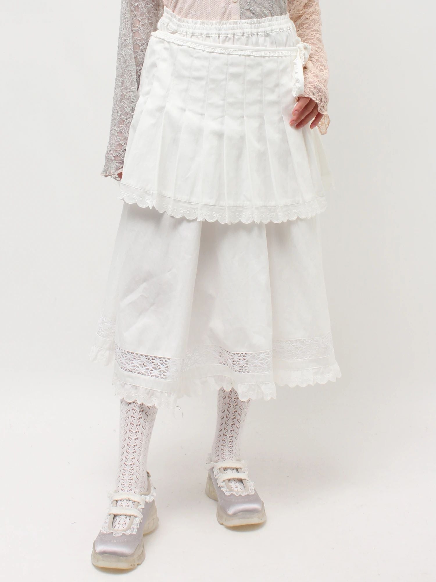 merry jenny｜Pleats Apron Layered Skirt