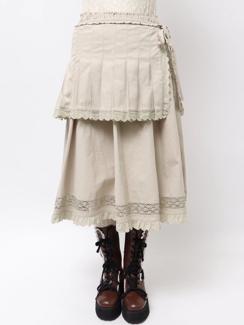 merry jenny｜Pleats Apron Layered Skirt