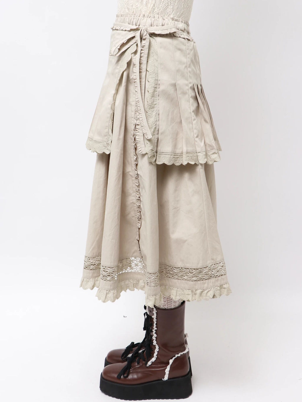 merry jenny｜Pleats Apron Layered Skirt