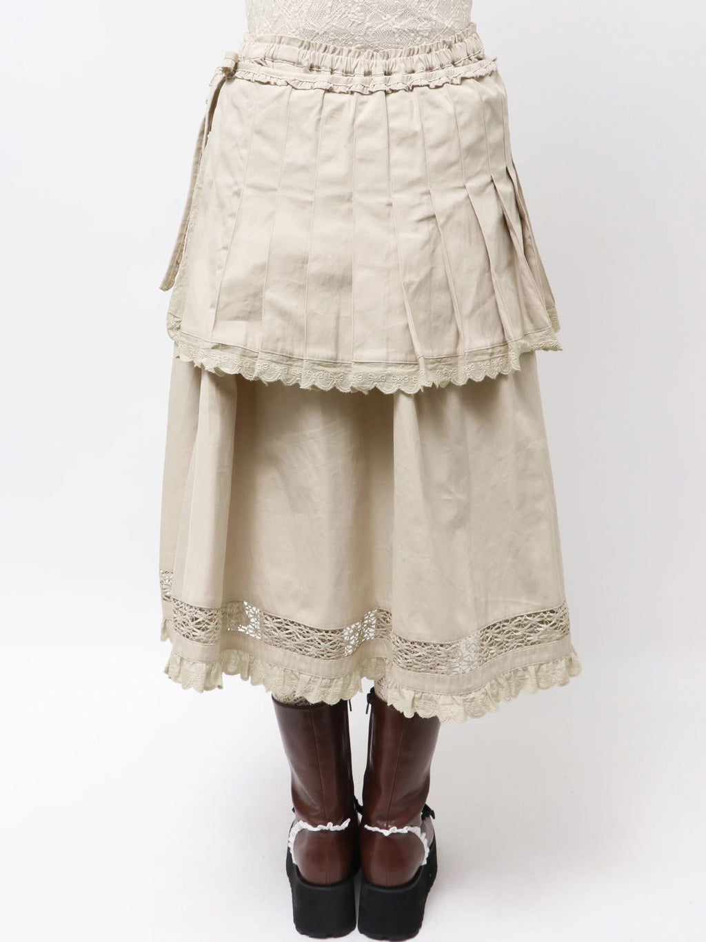 merry jenny｜Pleats Apron Layered Skirt