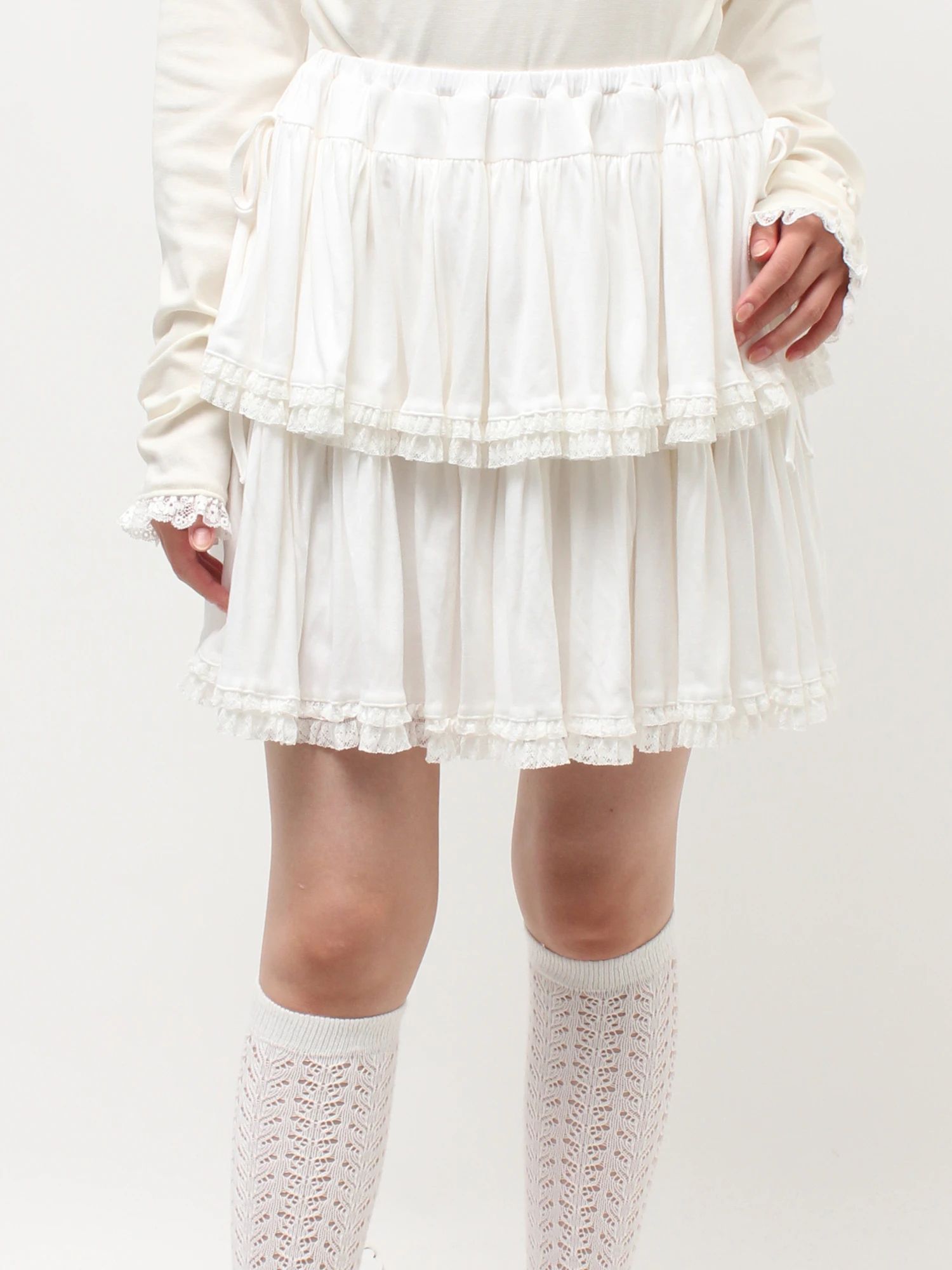 merry jenny｜Cut Tiered Mini Skirt