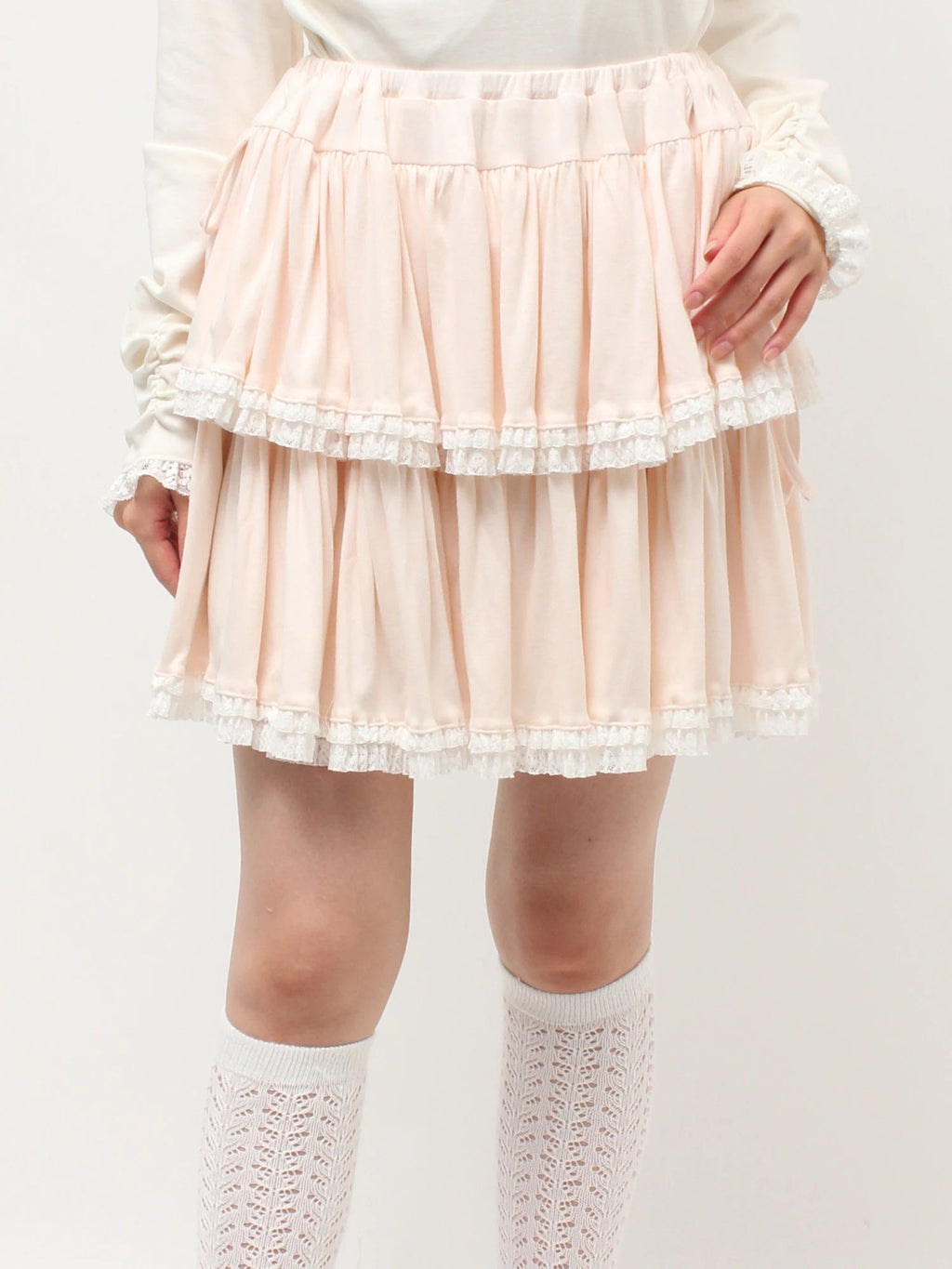 merry jenny｜Cut Tiered Mini Skirt