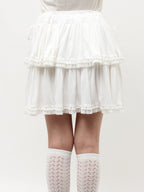 merry jenny｜Cut Tiered Mini Skirt
