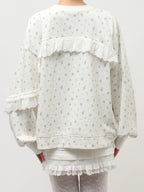 merry jenny｜flower lace sweatshirt