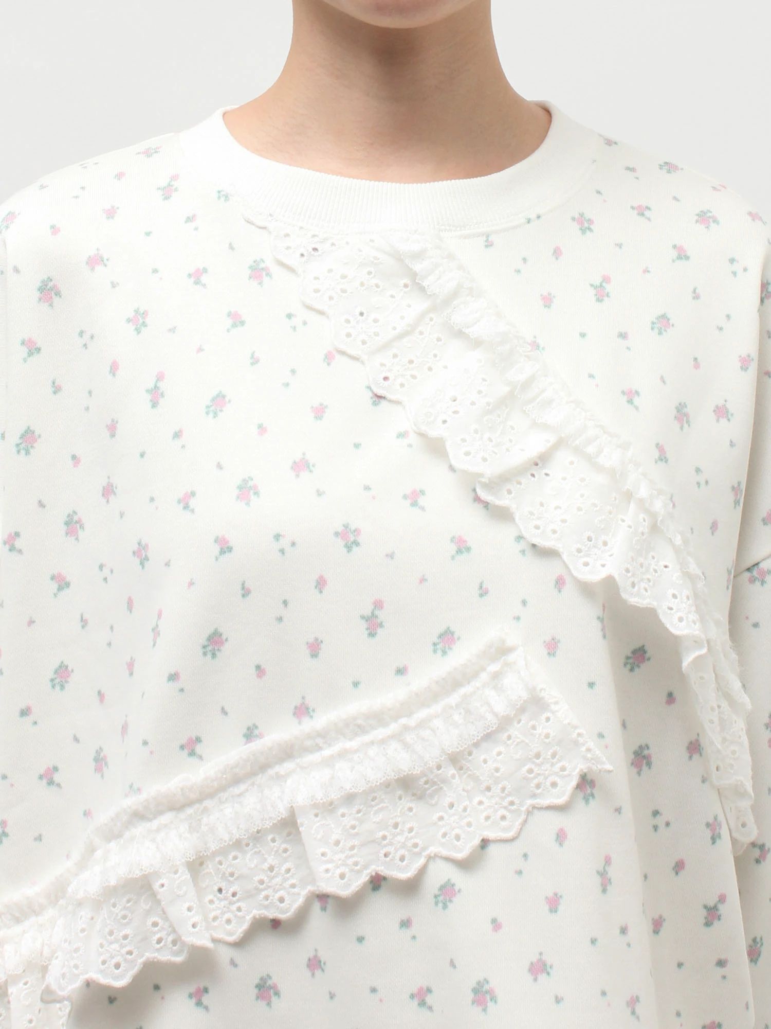 merry jenny｜flower lace sweatshirt