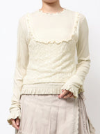 merry jenny｜Lace Layered Long Tee