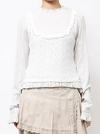 merry jenny｜Lace Layered Long Tee