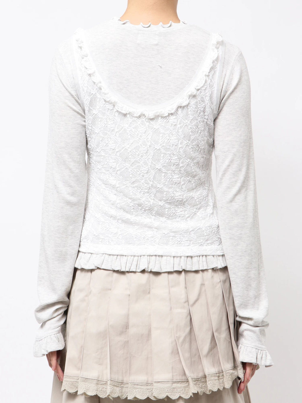 merry jenny｜Lace Layered Long Tee