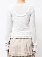 merry jenny｜Lace Layered Long Tee