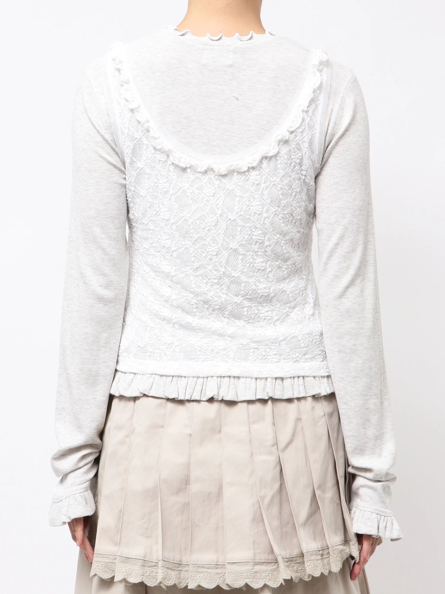 merry jenny｜Lace Layered Long Tee