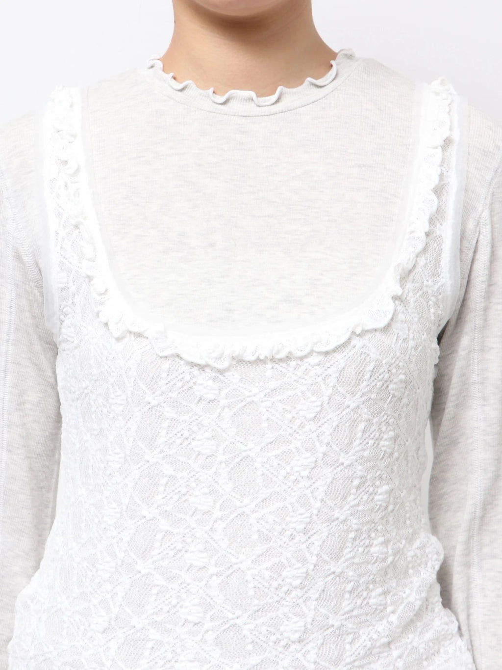 merry jenny｜Lace Layered Long Tee