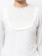 merry jenny｜Lace Layered Long Tee