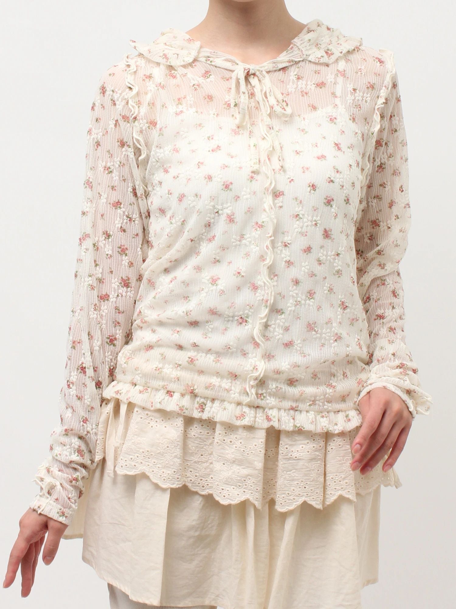 merry jenny｜Rabbit Lace Hooded Tops