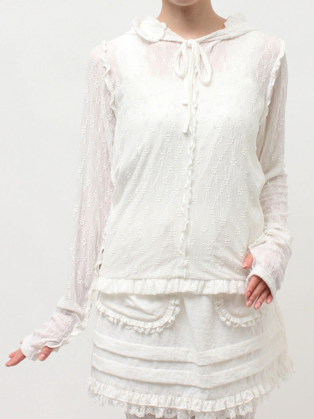 merry jenny｜Rabbit Lace Hooded Tops