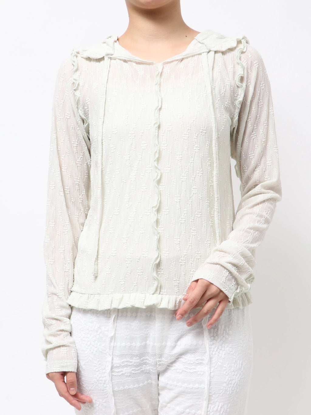 merry jenny｜Rabbit Lace Hooded Tops