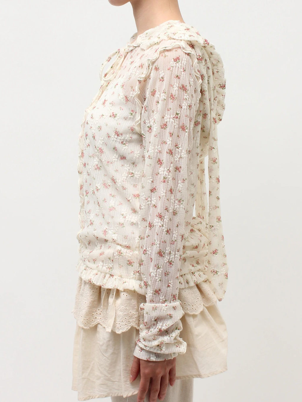merry jenny｜Rabbit Lace Hooded Tops